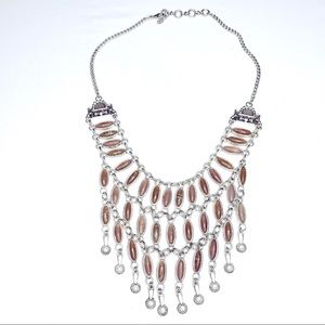 Vintage Lucky Brand Pink Stone Collar Statement Necklace